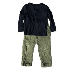 Navy Henley & Green Khakis